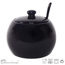 Shinning Glaze Stoneware Sugar Pot avec une cuillère